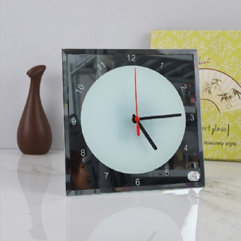  Square glossy surface glass with clock	