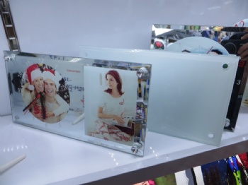  Square glossy surface glass with clock	